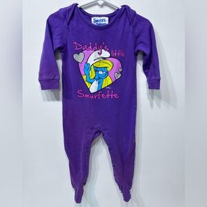 The Smurf Cotton Baby Footie Pajama‎ w/ snap bottom buttons Size 12-18 months